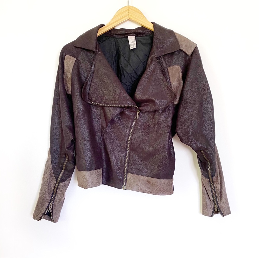 Vintage 2B.Rych Suede Two-Tone Moto Style Jacket